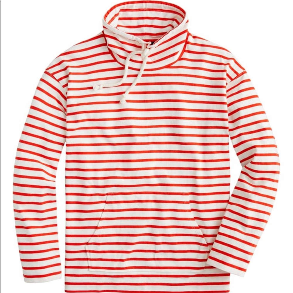 J. Crew funnelneck striped pullover cotton red L